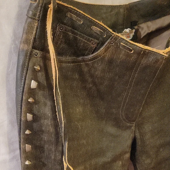 Harley-Davidson Leather Dark Brown Bootcut Pants - Picture 3 of 10